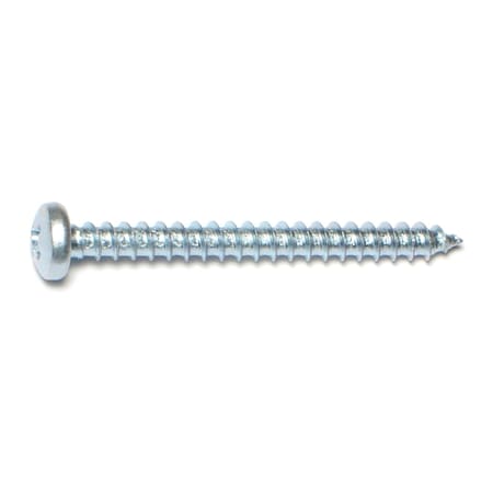 Midwest Fastener Sheet Metal Screw, #10 x 2 in, Zinc Plated Steel Pan Head Phillips Drive, 100 PK 03253